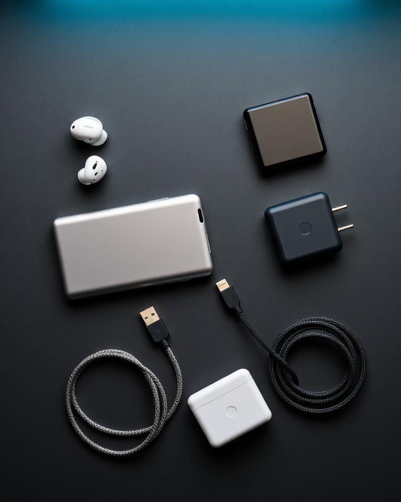 Tech accessories flat lay